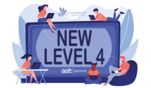 Illustration promoting the new AAT Level 4 Diploma for Professional Accounting Technicians with online distance learning students.