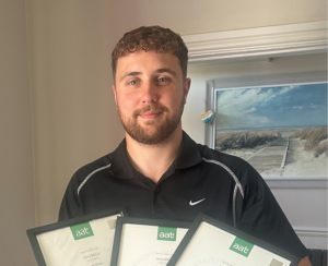 Star Student September 2026 Harry Milford with his AAT certificates celebrating completion of his AAT Level 4 Accountancy Apprenticeship with Accountancy Learning.